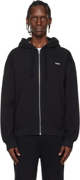 Hugo Black Relaxed-Fit Logo Detail Hoodie