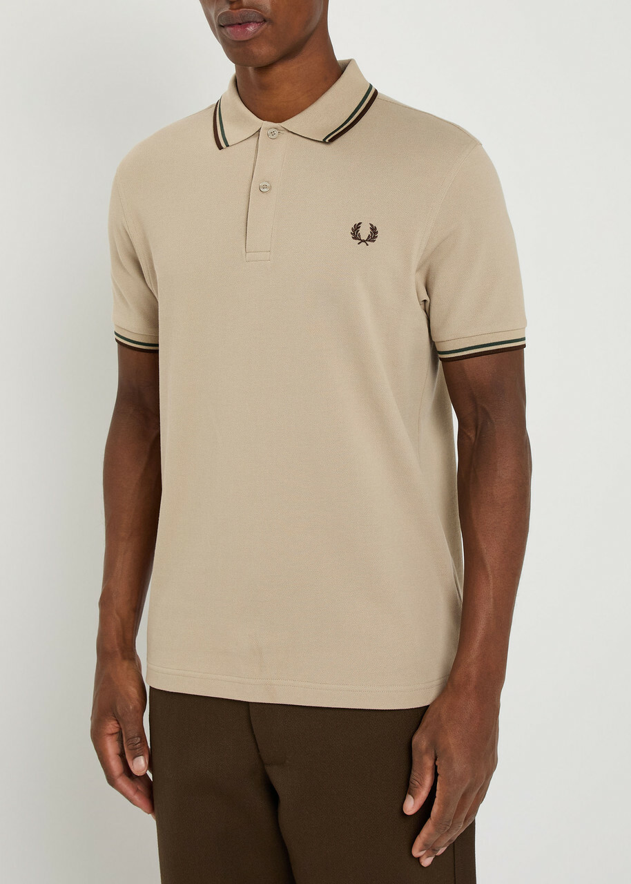 Fred Perry Twin Tipped Logo Piqué Cotton Polo Shirt Ecru