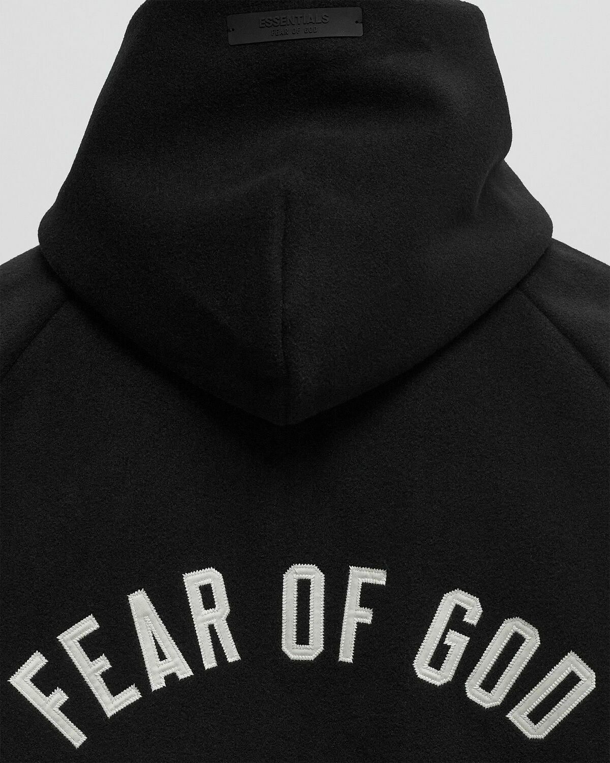 Fear of God Essentials BRUSHED HOODED BOMBER Black Mens Zipper