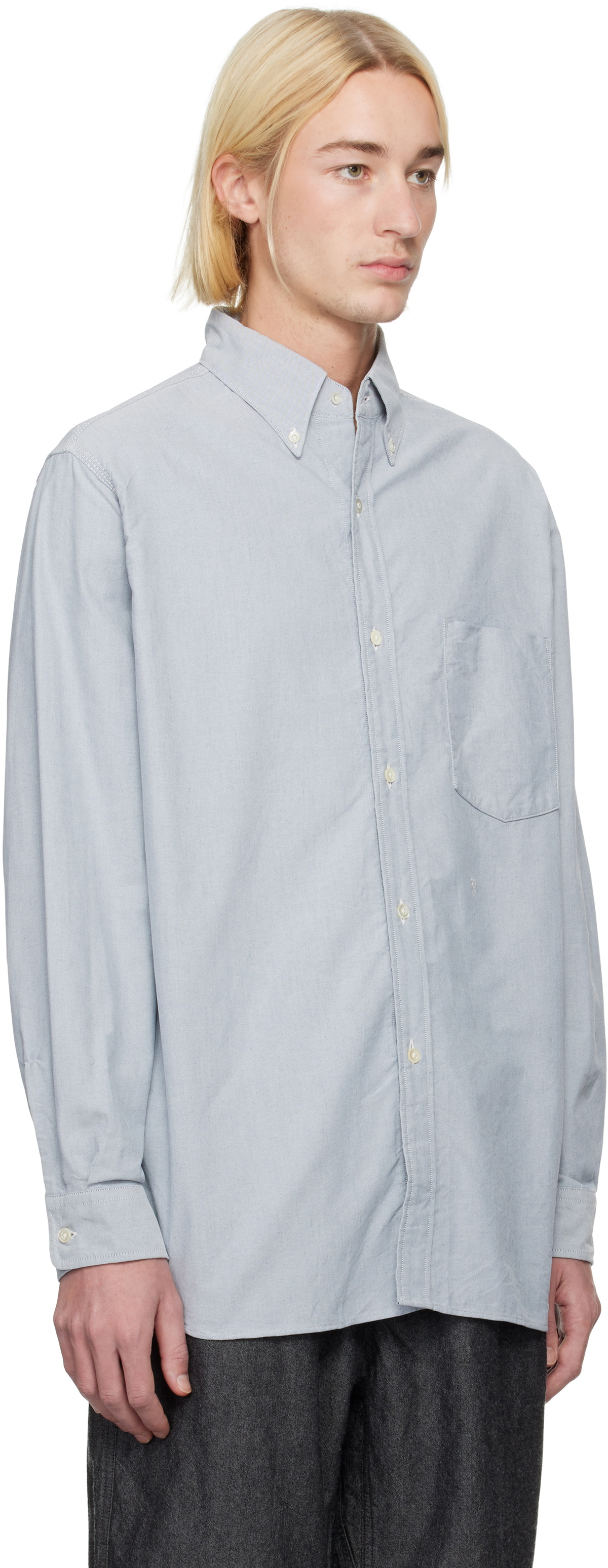 nanamica Blue Button Down Wind Shirt