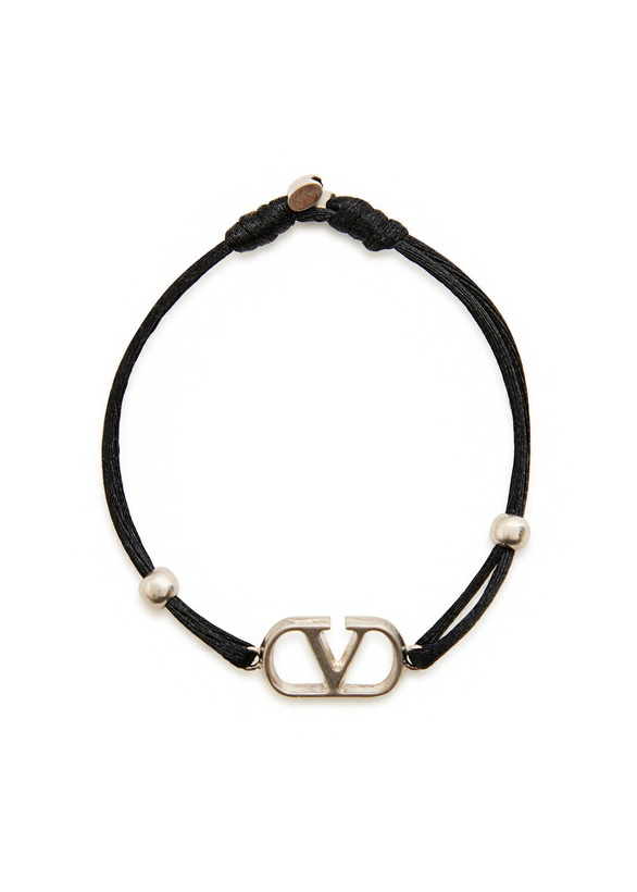 Photo: Valentino Garavani Vlogo Cord Bracelet - Black - One Size
