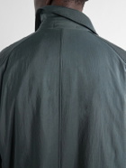 ATON - Balmacaan Padded Satin Coat - Green