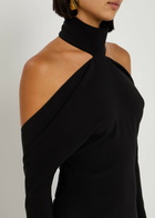 Courrèges Circle Mockneck Crepe Gown Black