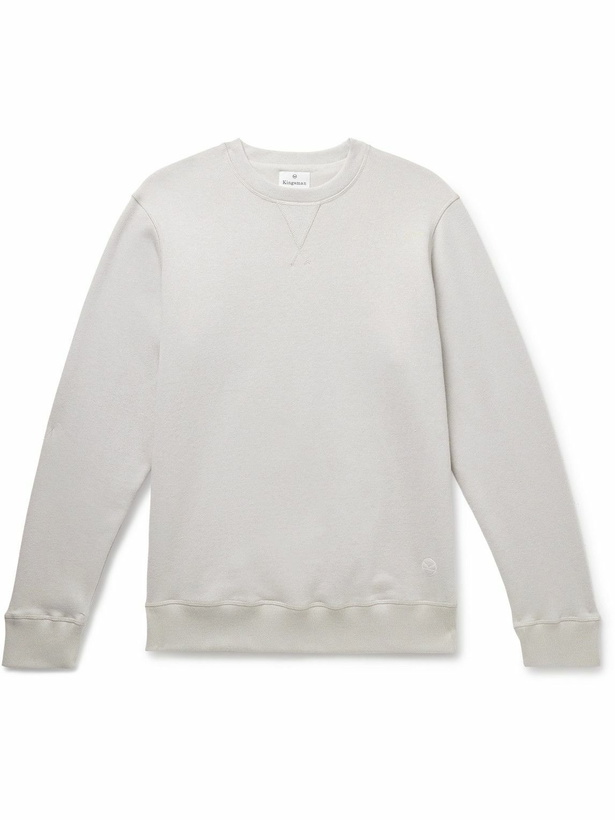 Photo: Kingsman - Logo-Embroidered Cotton and Cashmere-Blend Jersey Sweatshirt - Gray