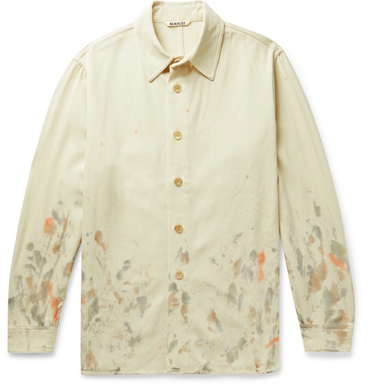 Auralee - Paint-Splattered Wool-Gabardine Shirt - Neutrals Auralee