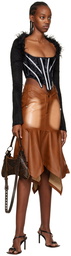 DIDU Brown Mermaid Faux-Leather Midi Skirt