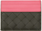 Bottega Veneta Black & Pink Intrecciato Card Holder