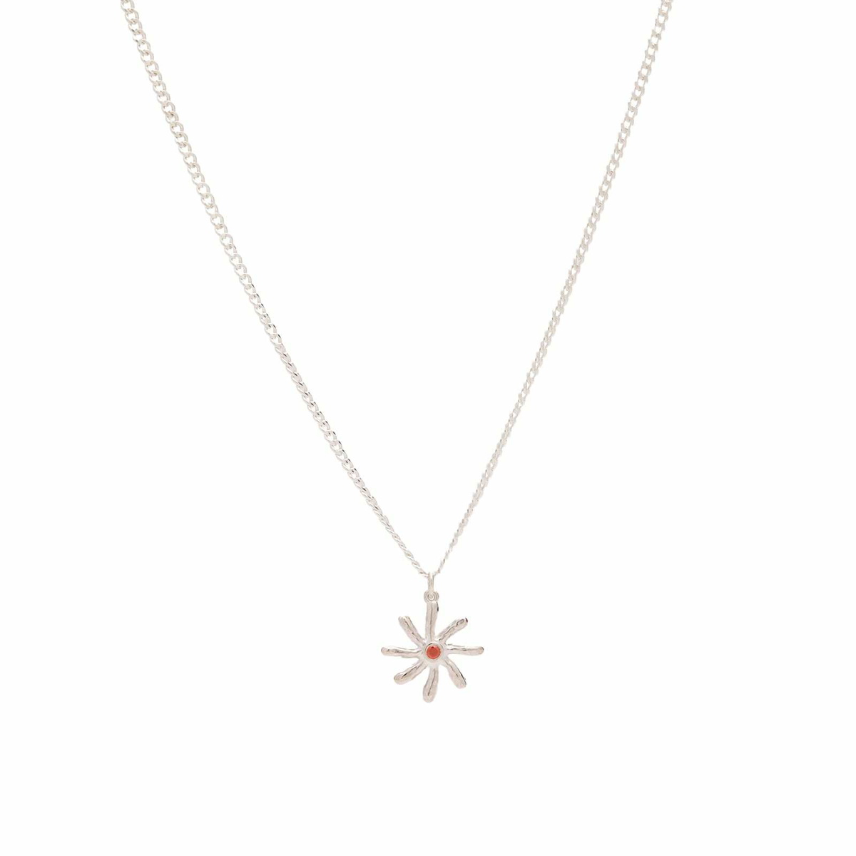 Maple Men's Rhythm Star Chain Necklace in Silver/Orange Zircon
