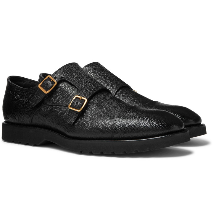 Photo: TOM FORD - Pebble-Grain Leather Monk-Strap Shoes - Black