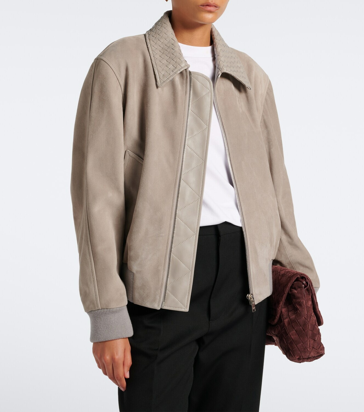 Bottega Veneta Intrecciato suede blouson jacket