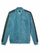 Needles - R.C. Webbing-Trimmed Cotton-Blend Velour Track Jacket - Blue