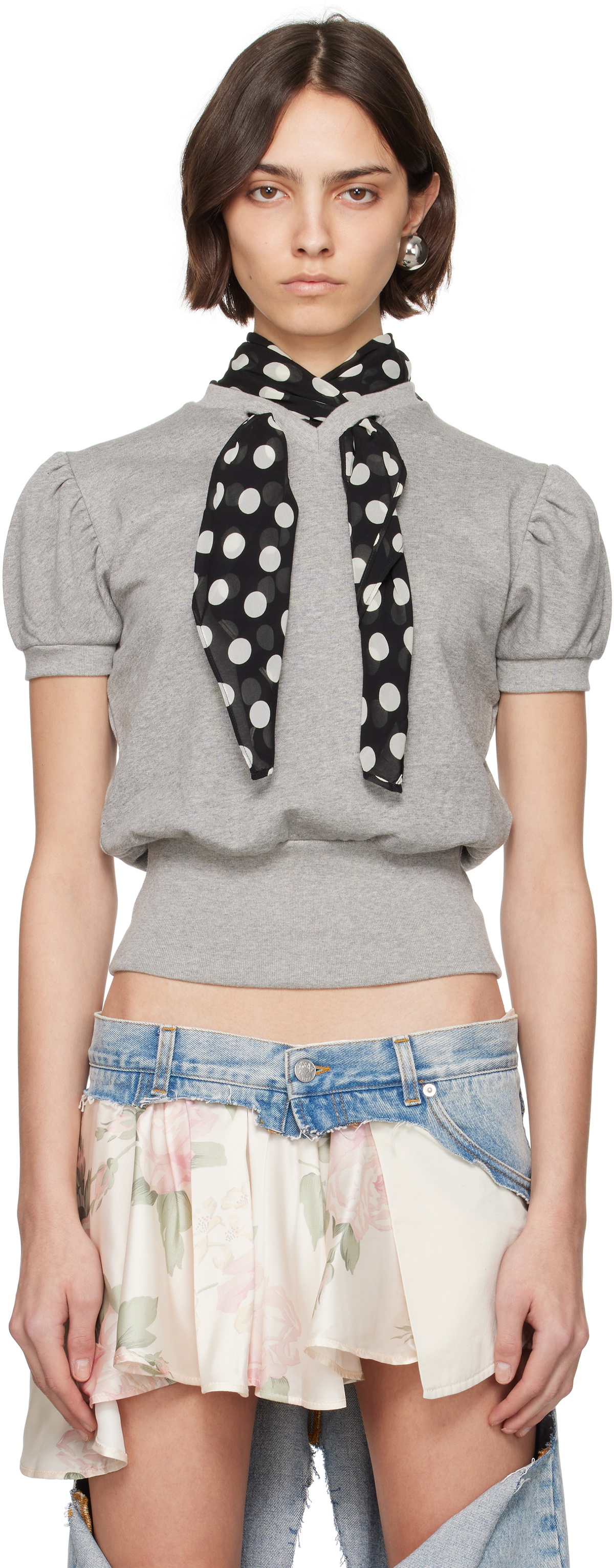 ALL-IN Gray Foulard Blouse