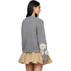 GANNI Gray Cotton Cashmere Flower Cardigan