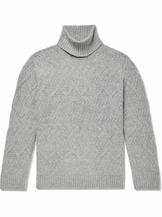 Photo: NN07 - Bert Cable-Knit Rollneck Sweater - Gray