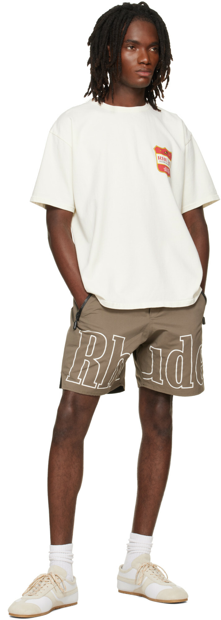 Rhude Taupe 'RH' Logo Shorts