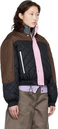 Meryll Rogge Black & Brown Quilted Track Bomber Jacket