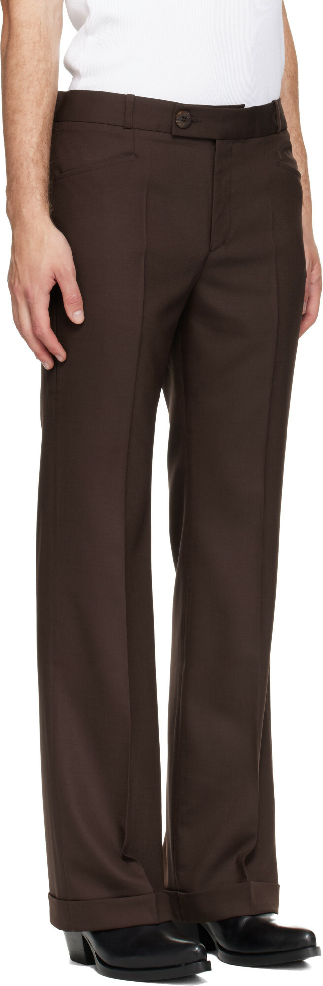 Ernest W. Baker Brown Cuffed 70's Trousers