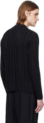 YOKE Black Roundum Rib Zip Knit Jacket