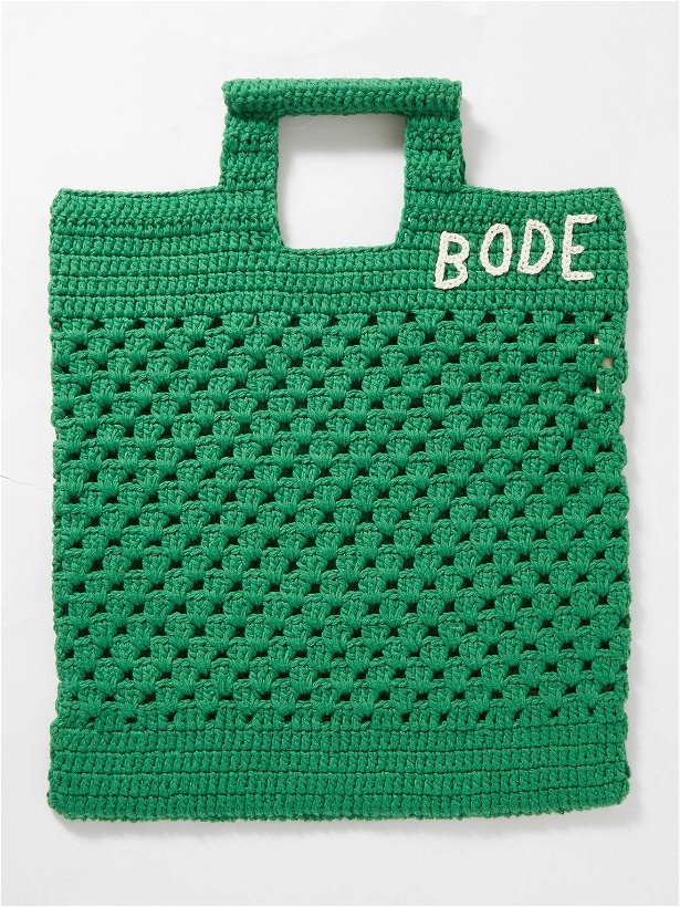 Photo: BODE - Logo-Embroidered Crocheted Cotton Tote Bag