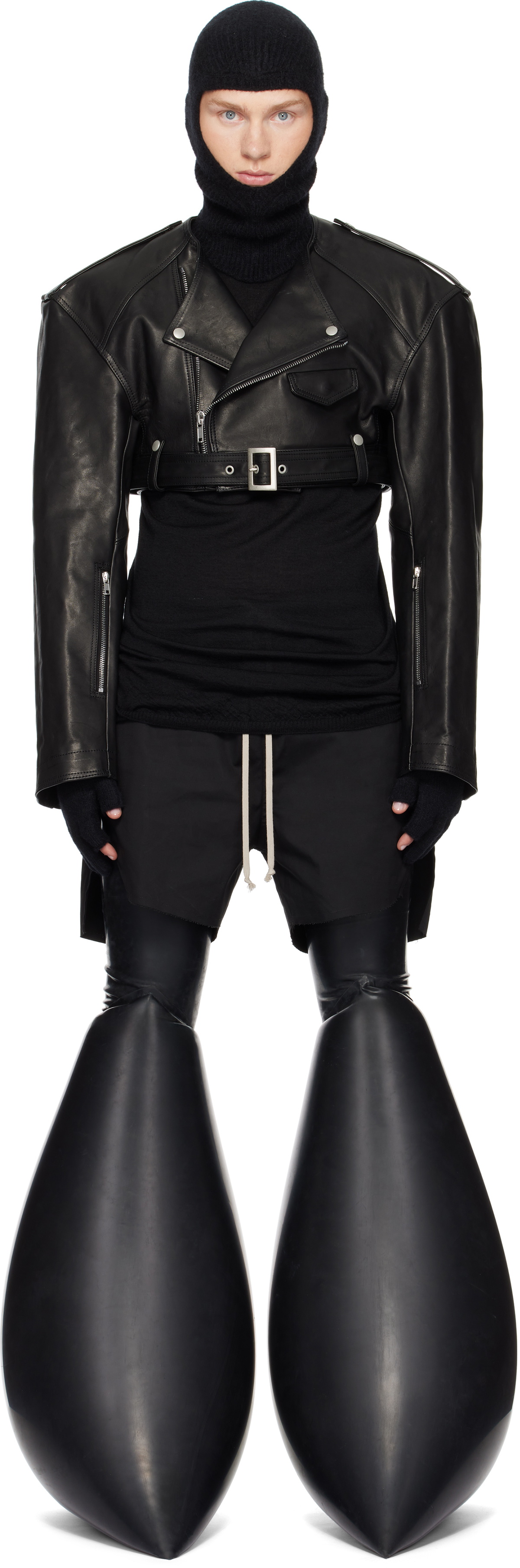 Rick Owens Black Porterville Micro Leather Biker Jacket Rick Owens