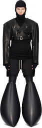 Rick Owens Black Porterville Micro Leather Biker Jacket