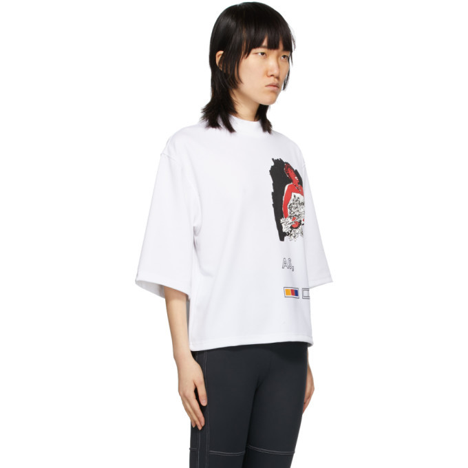 Pyer Moss White Mock Neck Ponte T-Shirt