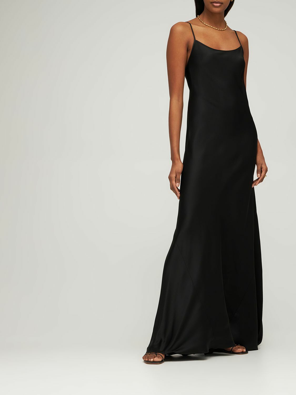パネル加工★スリップオン★ワンピース★ VICTORIA BECKHAM VICTORIA BECKHAM - Cami Open Back Satin Midi Slip Dress