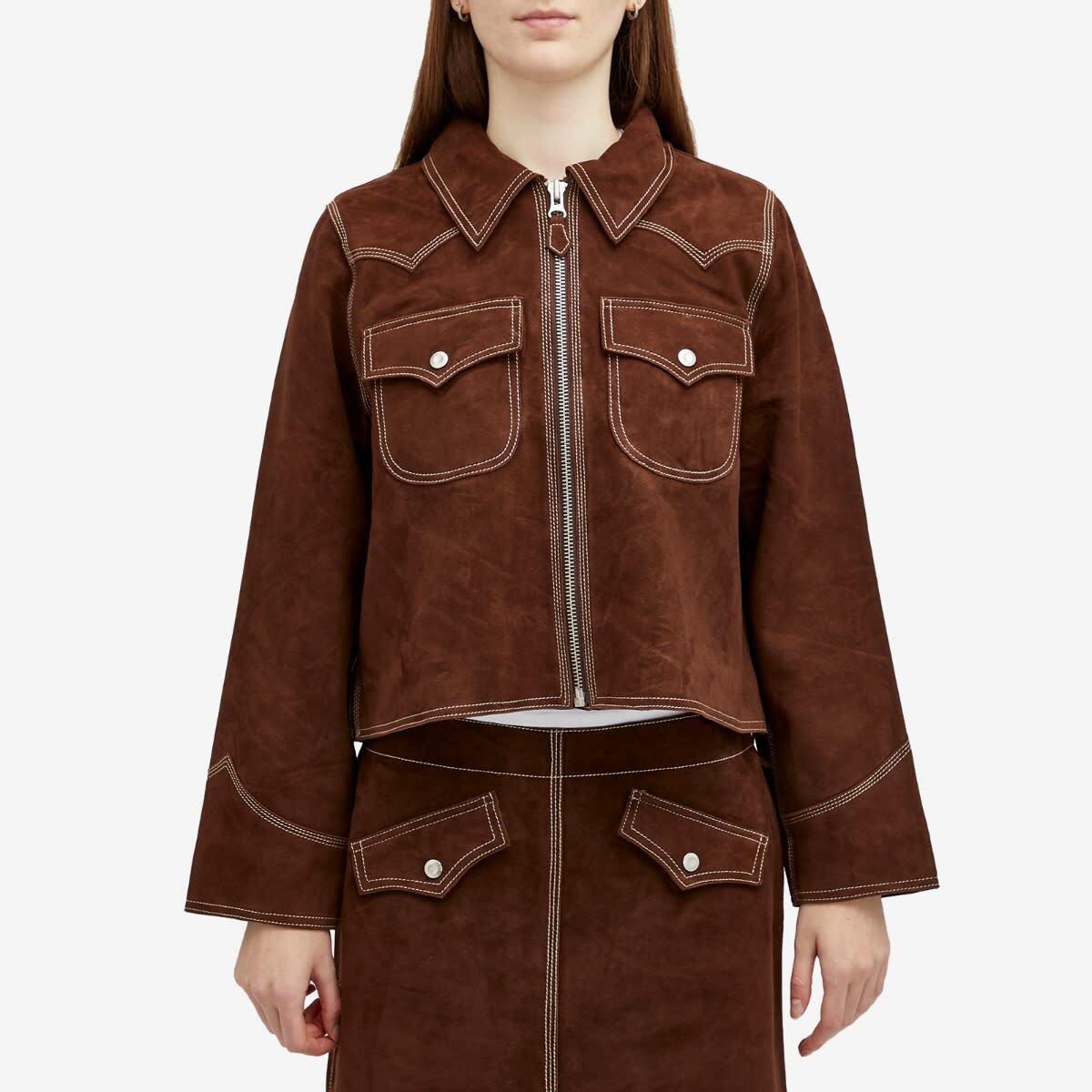 Nudie Jeans Co Women's Anja Western Suede Jacket in Bruno
