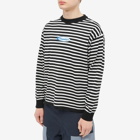 Flagstuff Men's Long Sleeve Border Stripe Logo T-Shirt in Black