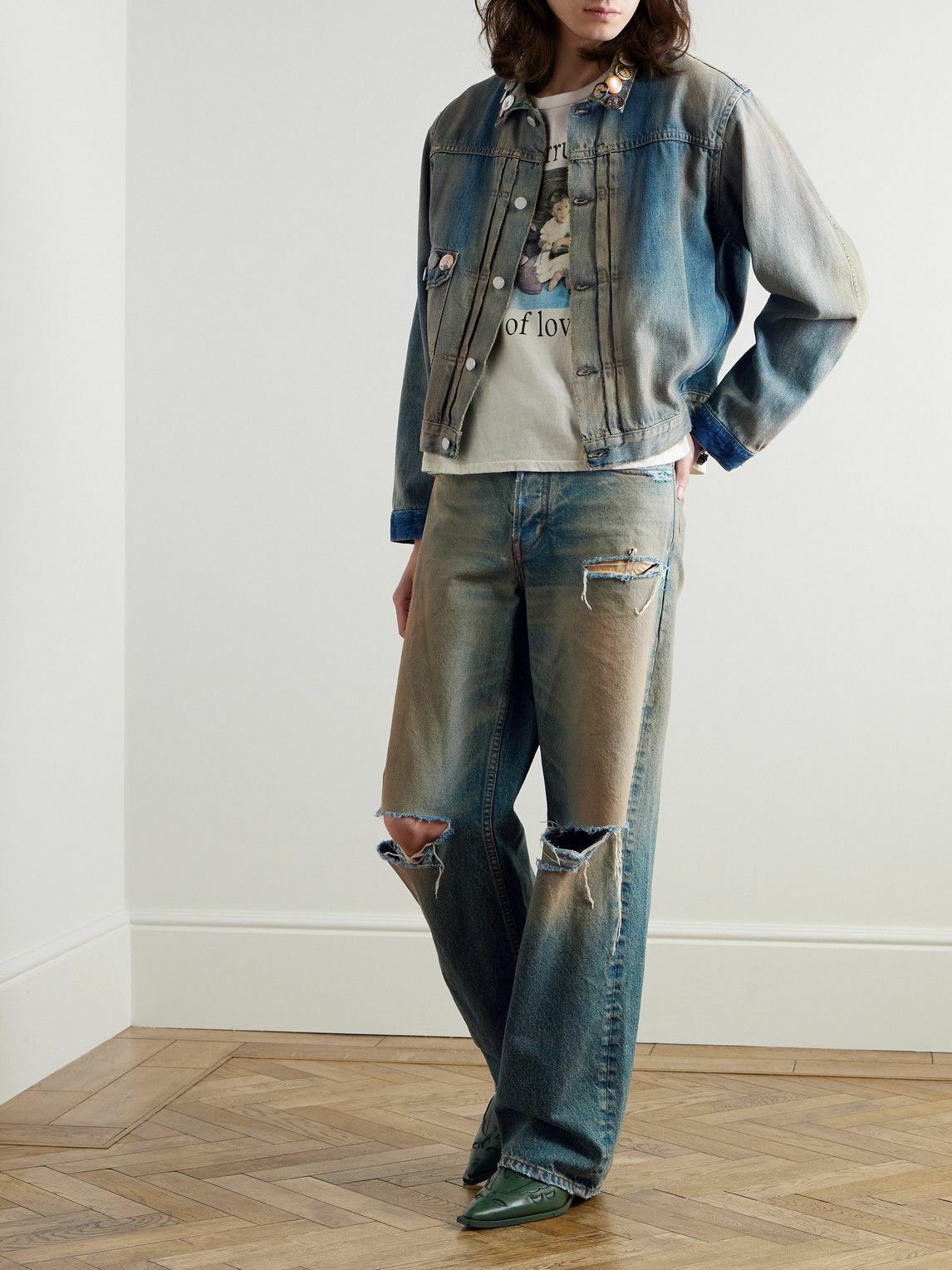 LEATHER DOUBLE KNEE PAINT PANTS — Enfants Richés Deprimes
