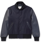 Golden Bear - The Albany Wool-Blend and Leather Bomber Jacket - Blue