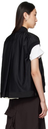 sacai Black Nylon Twill Vest