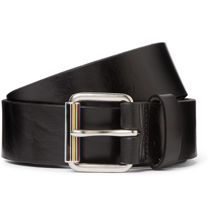 Photo: Paul Smith - 3cm Black Stripe-Trimmed Leather Belt - Black