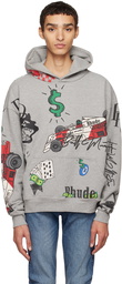 Rhude Gray Doodle Hoodie