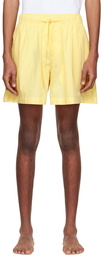 Tekla Yellow Organic Cotton Pyjama Shorts