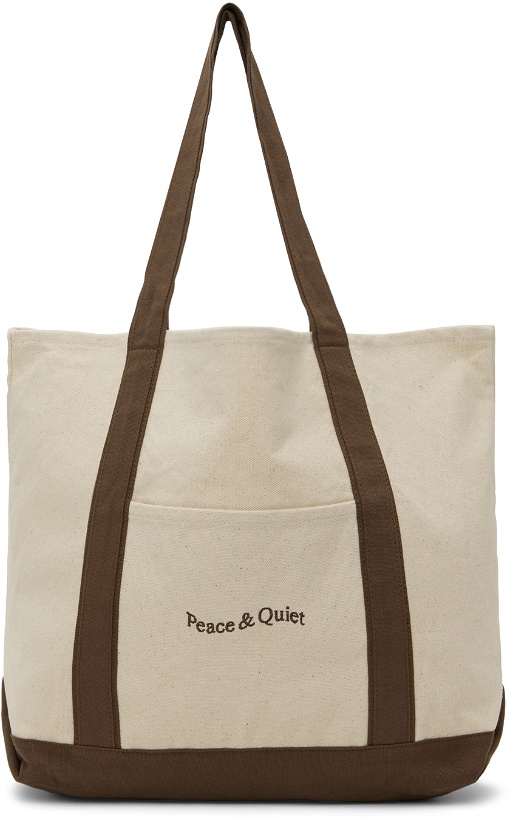 Photo: Museum of Peace & Quiet Off-White & Brown Wordmark Boat Tote