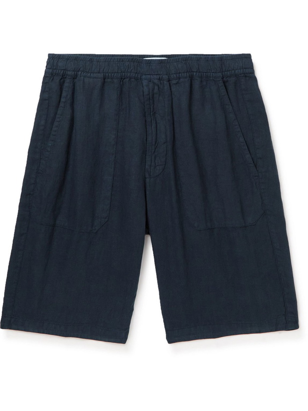 Photo: Stone Island - Straight-Leg Logo-Appliquéd Linen Bermuda Shorts - Blue