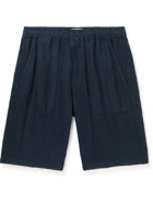 Stone Island - Straight-Leg Logo-Appliquéd Linen Bermuda Shorts - Blue