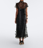 Simkhai Pauline feather-trimmed organza midi dress