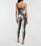 Area - Embellished metallic corset top