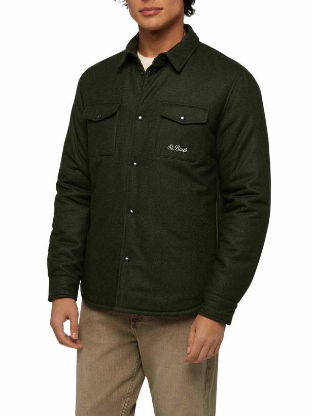 Photo: MC2 Saint Barth Wooly Green Overshirt Chalet With St. Barth Embroidery