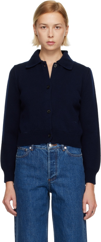 Photo: A.P.C. Navy Polo Shirt Collar Cardigan