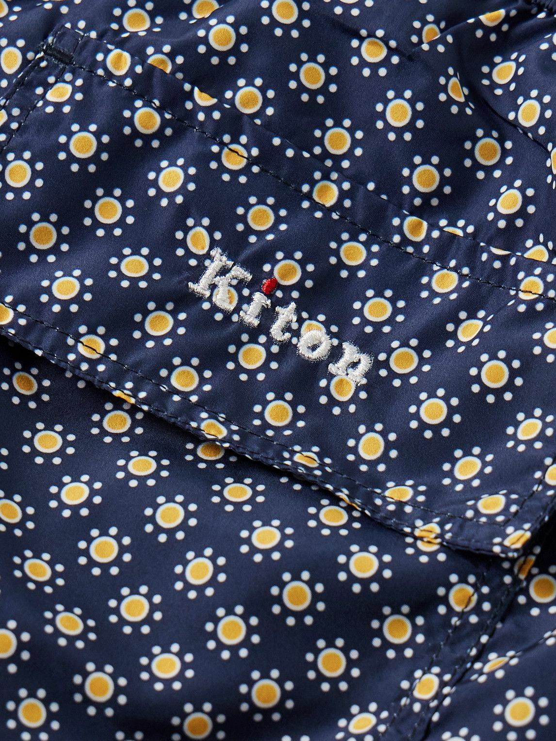 Kiton - Straight-Leg Mid-Length Printed Swim Shorts - Blue