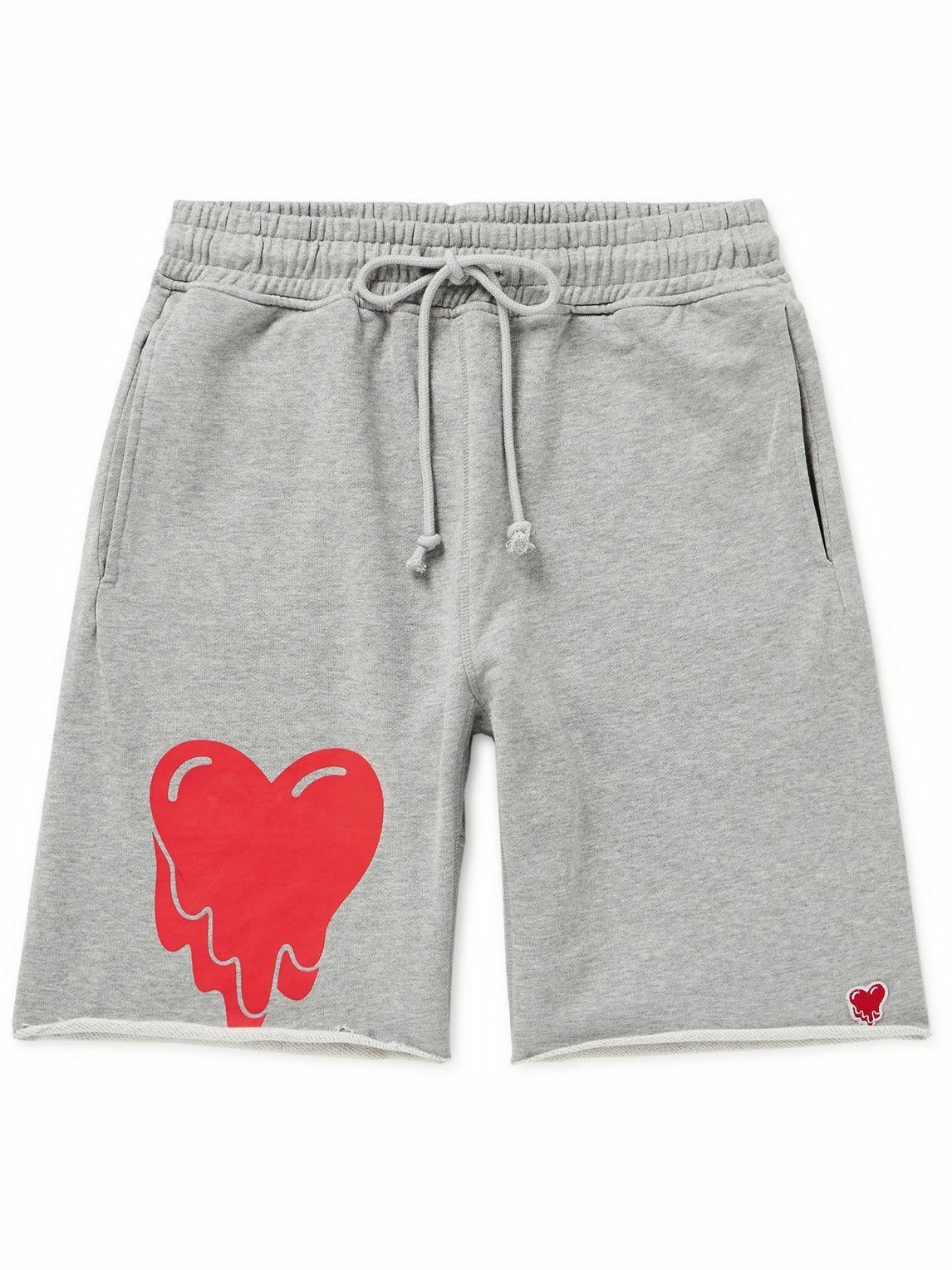 Photo: Emotionally Unavailable - Wide-Leg Printed Cotton-Jersey Drawstring Shorts - Gray