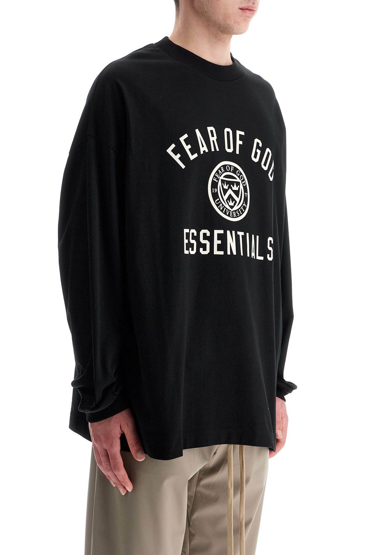 FEAR OF GOD ESSENTIALS black cotton t-shirt with logo Black