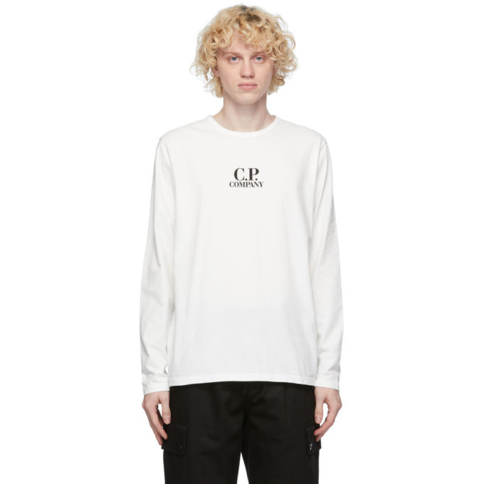 Photo: C.P. Company White Logo Long Sleeve T-Shirt