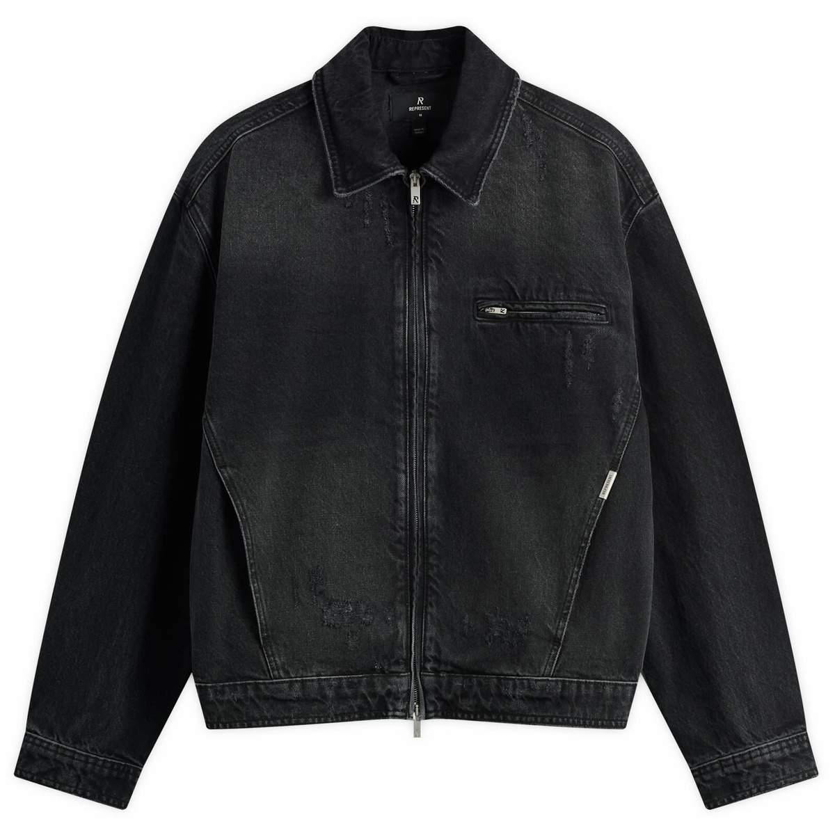 Represent Men's Collared Denim Jacket in Aged Black