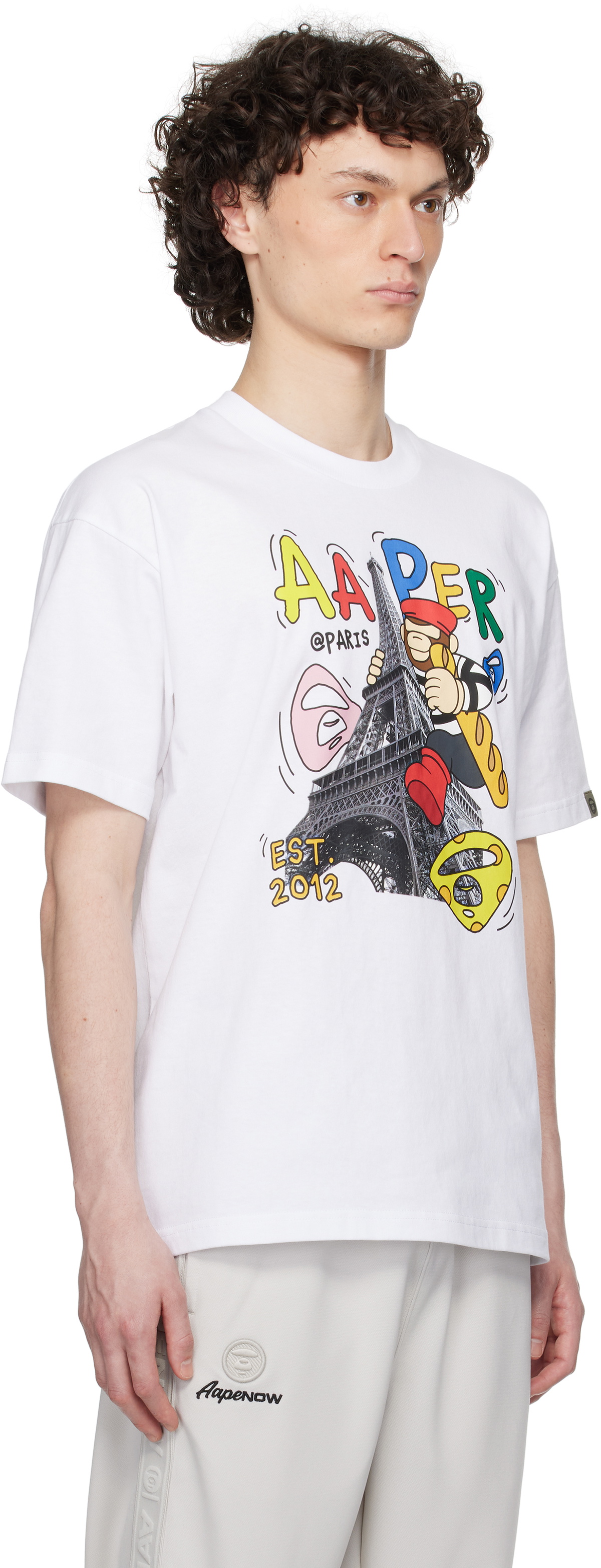 AAPE by A Bathing Ape White 'AAPER' Graphic-Print Short Sleeve T