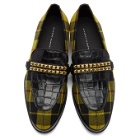Giuseppe Zanotti Black and Yellow Plaid Loafers