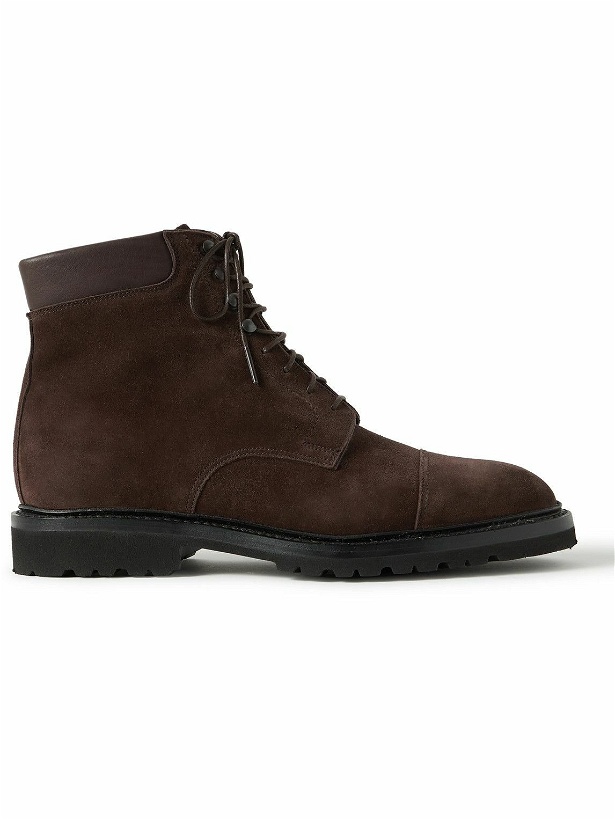 Photo: George Cleverley - Taron Leather-Trimmed Suede Boots - Brown